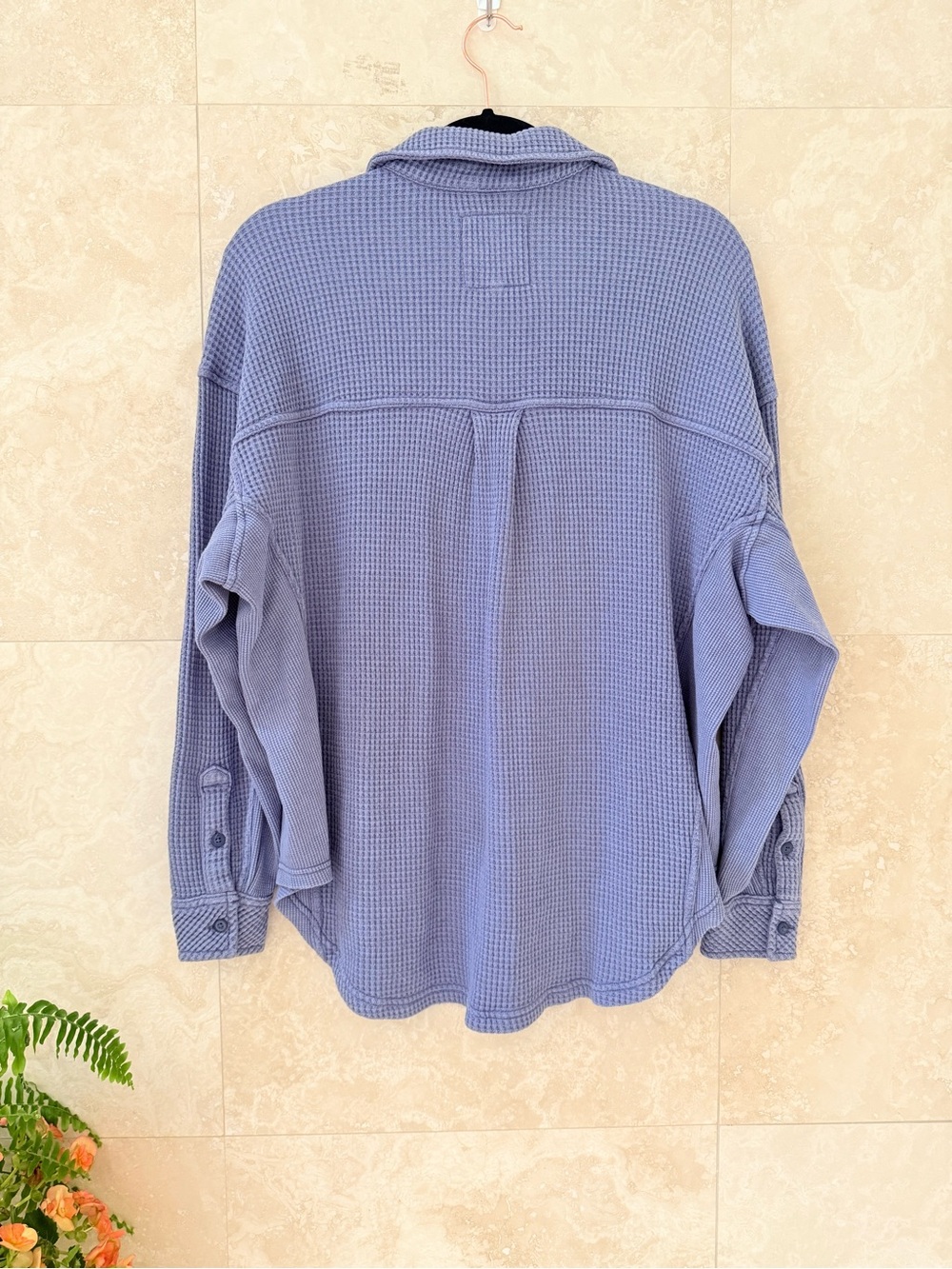 Aerie Lavender Waffle Knit Button Front XS - Picture 2 of 8